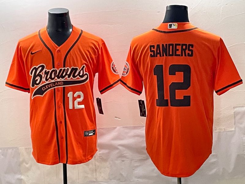 Men 2025 Cleveland Browns #12 Sanders Orange Joint Name Nike Limited NFL Jersey style 5->cleveland browns->NFL Jersey